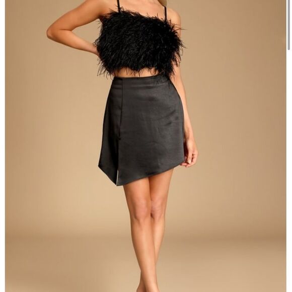 BLACK SATIN MINI SKIRT - Picture 5 of 5